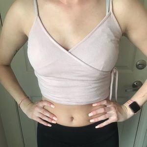 Pink ribbed crop top